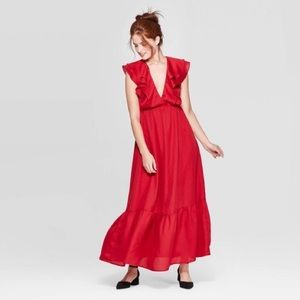 Flutter Short Sleeve V-Neck Maxi Dress A New Day